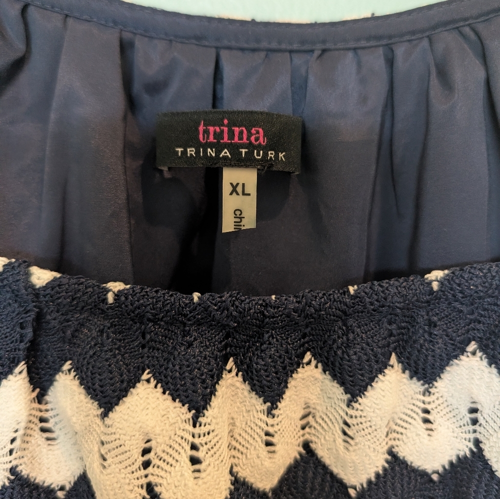 Trina Turk White and Navy Dress - Picture 4 of 7